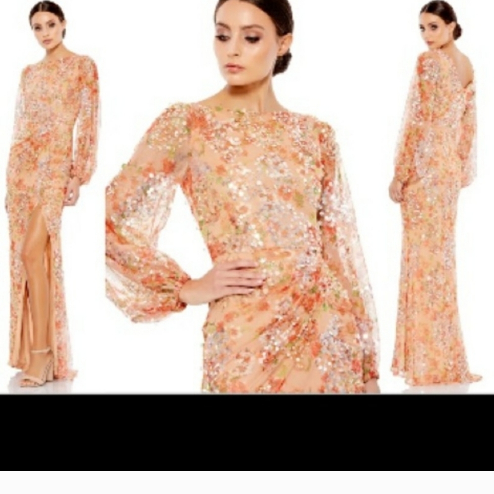 Mac duggal appricot sequin dress